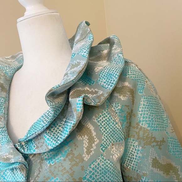 Samuel Dong Double Ruffle Neck Puff Sleeve Jacket - M - Picture 3 of 16